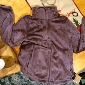 North face woman's large fleece zip up plum